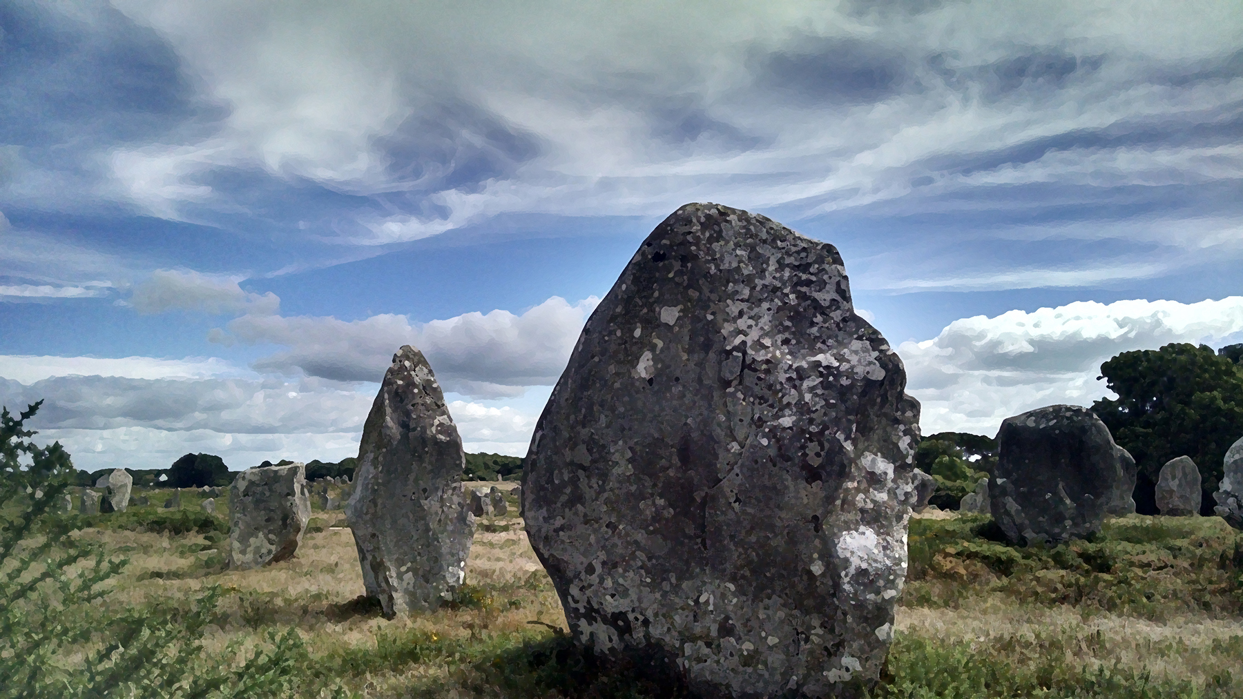 A field of neolithic era standing stones, Carnac, France.