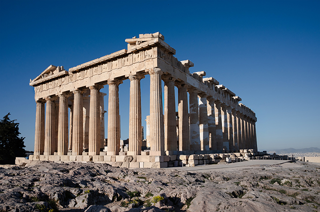 Iconic view of the famous Parthenon, on the Acropolis in Athens.
