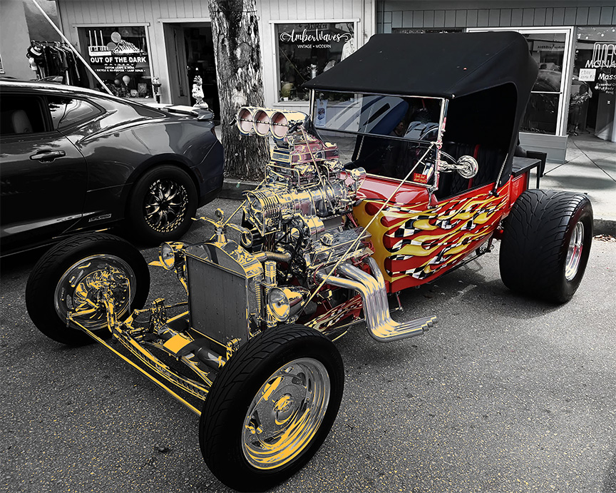Classic street rod as exhibited in the Cruisin festival in Morro Bay, summer 2025